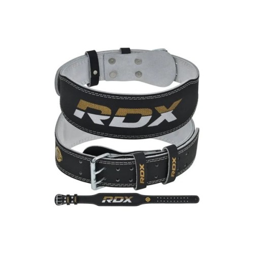 Атлетичний пояс RDX 4 шкіряний Black Gold S (WBS-4RB-S)