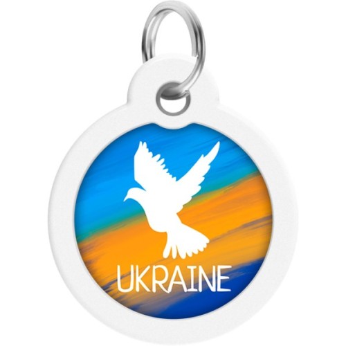 Адресник для тварин WAUDOG Smart ID з QR паспортом "Прапор", круг 30 мм (230-0229)