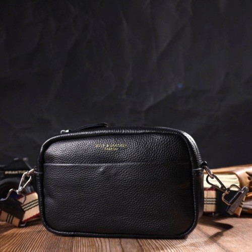 Сумка Vintage Жіноча на плече з натуральної шкіри Чорна (22123)