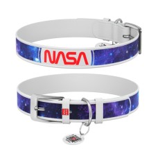 Нашийник для тварин WAUDOG Design з QR-паспортом "NASA21" Ш 15 мм Д 26-35 см білий (3603-0148-15)