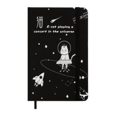 Книга записна ZiBi Cosmo A6 в клітинку тверда обкладинка на гумці 80 аркушів, чорна (ZB.116102)