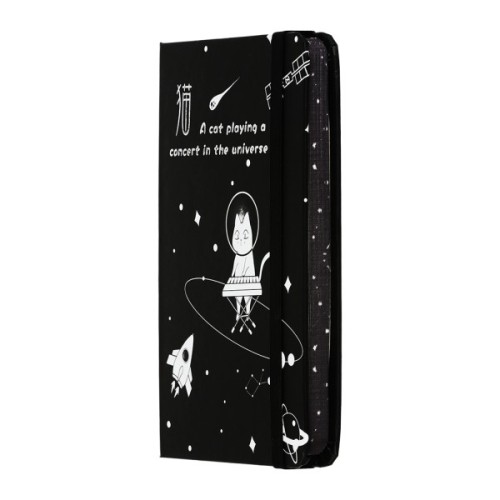 Книга записна ZiBi Cosmo A6 в клітинку тверда обкладинка на гумці 80 аркушів, чорна (ZB.116102)