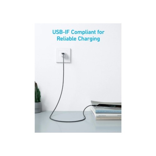 Дата кабель USB 2.0 AM to USB-C 0.9m 322 Black Anker (A81H5G11)