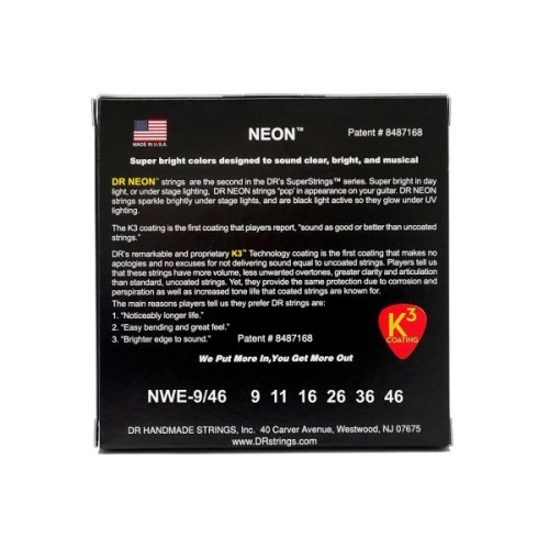 Струни для гітари DR Strings NEON White Electric - Light Heavy (09-46) (NWE-9/46)