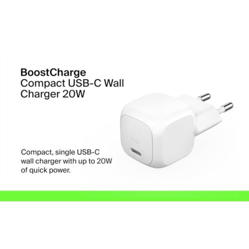 Зарядний пристрій Belkin USB-C PD20W PPS white (WCA009KQWH)