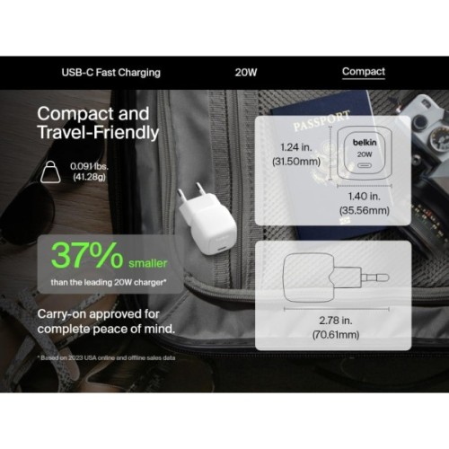 Зарядний пристрій Belkin USB-C PD20W PPS white (WCA009KQWH)