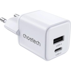 Зарядний пристрій Choetech 1xUSB-C PD30W PPS + 1xUSB QC3.0 (PD5012-EU-WH)