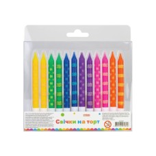 Свічка Maxi 12 шт на торт з блискітками, 8 см; 12 підставок для свічок (MX627085P)