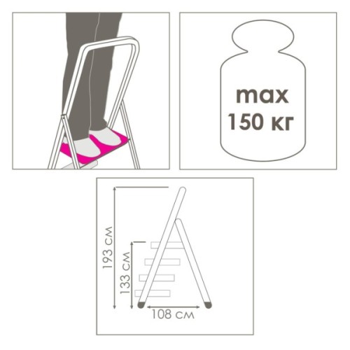 Драбина Eurogold STEEL HOME 216 GREY (ЕГ-216 GREY)