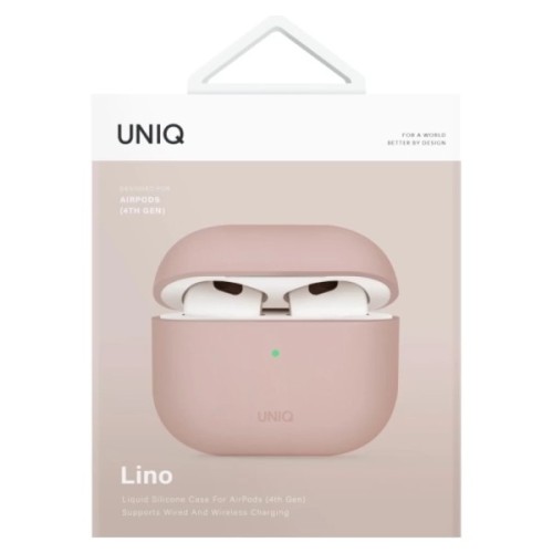 Чохол для навушників Uniq Lino AirPods 4 Silicone Pink Blush (8886463691380)