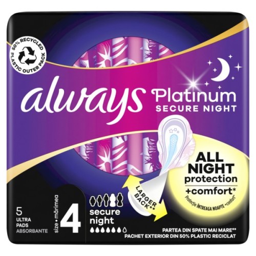 Гігієнічні прокладки Always Platinum Secure Night (Розмір 4) 5 шт. (8001841449821)
