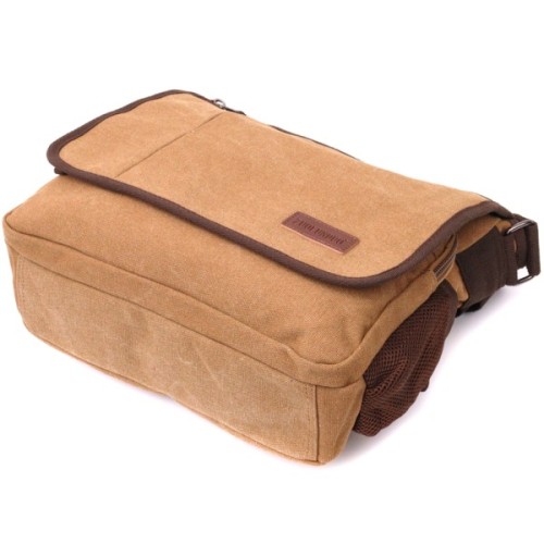 Сумка Vintage Текстильна сумка через плече Коричнева (22201)