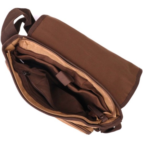 Сумка Vintage Текстильна сумка через плече Коричнева (22201)