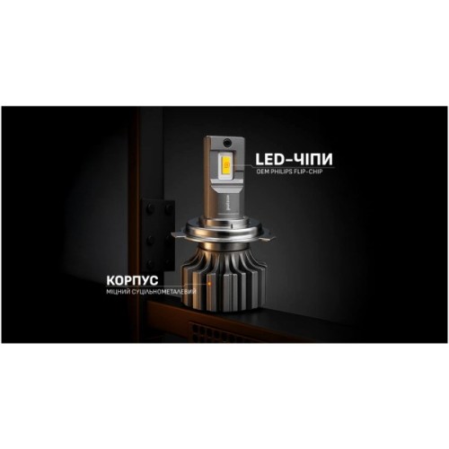 Автолампа PULSO LED-chips OEM PHILIPS Flip chip/9-16V/2*70W/8500Lm/6500K (N1-H7)