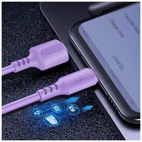 Дата кабель USB 2.0 AM to USB-C 1.0m soft silicone violet ColorWay (CW-CBUC044-PU)