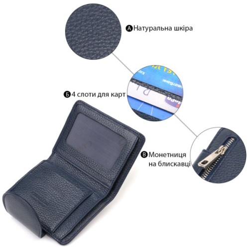 Портмоне Canpellini З натуральної шкіри Синє (21809)