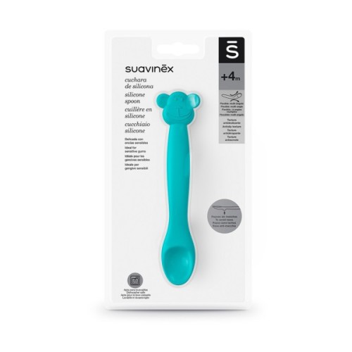 Набір дитячого посуду Suavinex Ложка силіконова, зелена мавпа (401354)