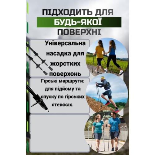Палиці для скандинавської ходи PowerPlay 9104 Lykke Black/Green 80-135 см (PP_9104_LYKKE)