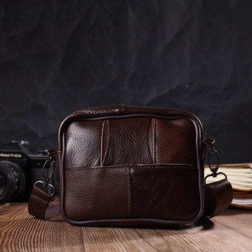 Сумка Vintage Поясна з натуральної шкіри Коричнева (21486)