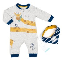 Чоловічок дитячий Tongs зі слюнявчиком (2431-62B-gray)