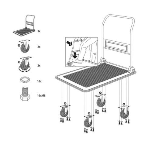 Візок вантажний Stanley платформний, антиковзна поверхня, платформа 73,5x47см, до 150кг (SXWT-PC527)