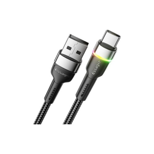 Дата кабель USB 2.0 AM to USB-C 2.0m 3A LED black Essager (EXCT-XCDA01)