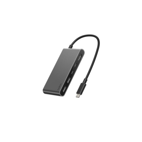 Концентратор Belkin USB-C 5-in-1 2xUSB 3.0 + USB-C + PD + HDMI 2.0 4K60Hz gray (AVC022HQSGY)