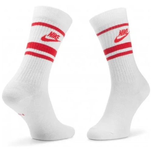 Шкарпетки Nike U NK NSW EVERYDAY ESSENTIAL CR 3PR DX5089-102 34-38 3 пари Білий/Червоний (196148786163)