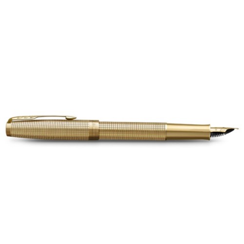 Ручка пір'яна Parker SONNET 17 SE Cisele Gold GT FP18 F + бархатний чохол (68 611)