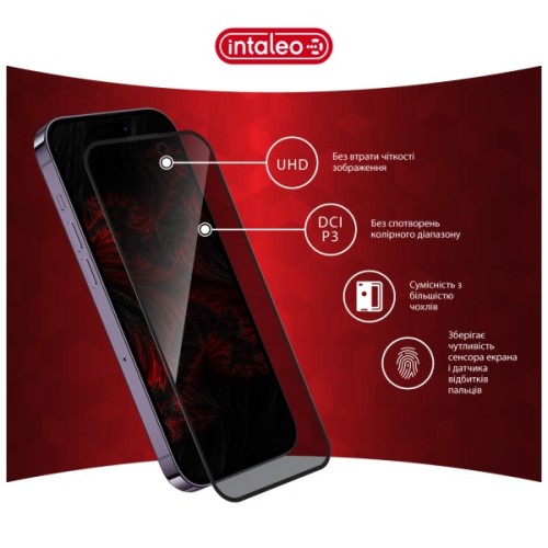 Скло захисне Intaleo Privacy Apple iPhone 14 Pro Black (1283126591969)