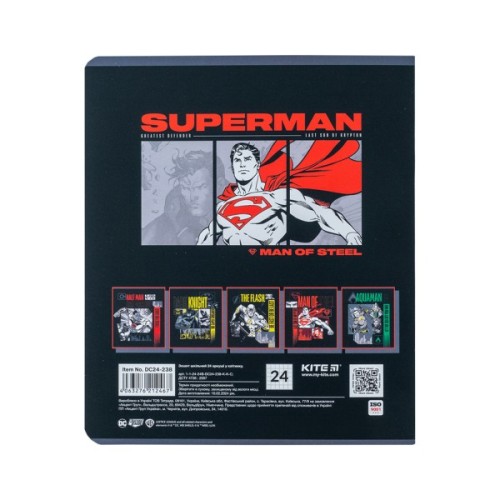 Зошит Kite DC Comics 24 аркушів, клітинка (DC24-238)