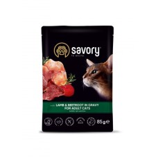 Вологий корм для кішок Savory ягня з буряком у соусі 85 г (4820261920123)