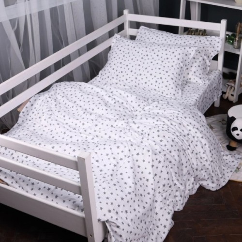 Постільна білизна MirSon 016 White Stars Фланель 2x143x210 Сімейний (2200009652158)