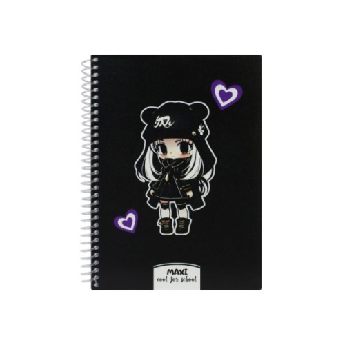 Блокнот Maxi А5, пластикова обкладинка, спіраль, 80 арк., клітинка (MX20832-67)