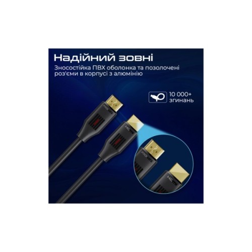 Кабель мультимедійний HDMI M to HDMI M 10.0m V2.0 black Promate (prolink4k60-10m)