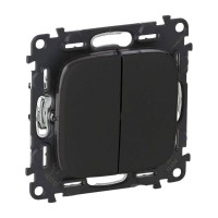 Вимикач Legrand Furniture 2-х клавішний автоматичні клеми антрацит (752915)