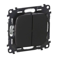 Вимикач Legrand Furniture 2-х клавішний автоматичні клеми антрацит (752915)