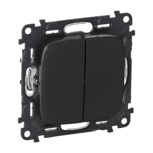 Вимикач Legrand Furniture 2-х клавішний автоматичні клеми антрацит (752915)