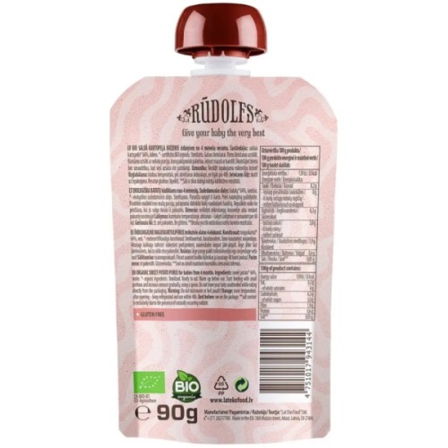 Дитяче пюре Rudolfs органічне солодка картопля 4+, 90 г (4751017943144)