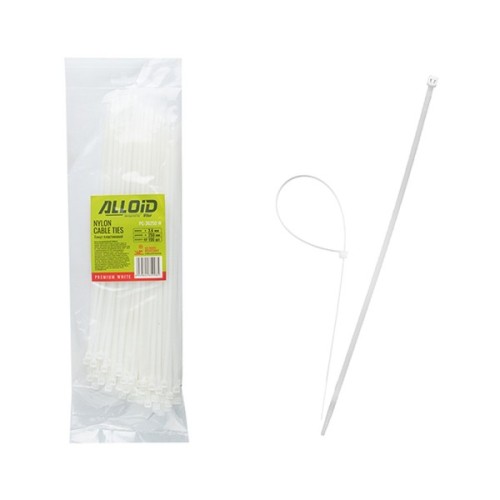Стяжка Alloid 3.6х250мм, пластик, 100шт./уп., білий (PC-36250W)