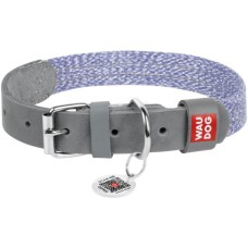 Нашийник для тварин WAUDOG Classic зі шкіри та відновленої бавовни L 25 мм х 38-49 см сірий (589311)