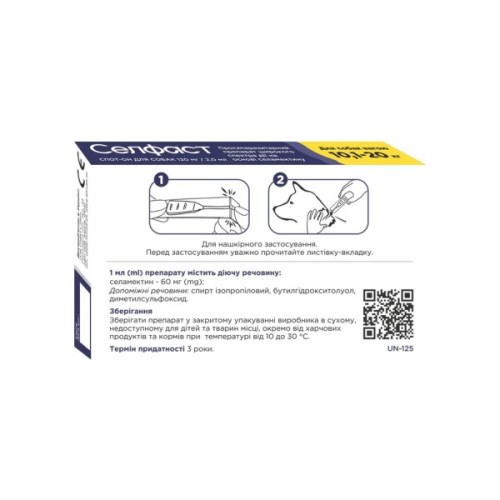 Краплі для тварин Селфаст від бліх, кліщів і гельмінтів для собак 10.1-20 кг (4820275971494)