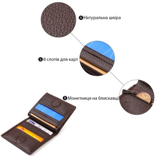 Портмоне Canpellini З натуральної шкіри Коричневе (21740)