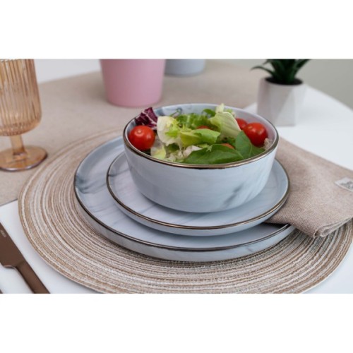 Тарілка Ardesto Marmo, 27см, кераміка, білий (AR2927MRW)