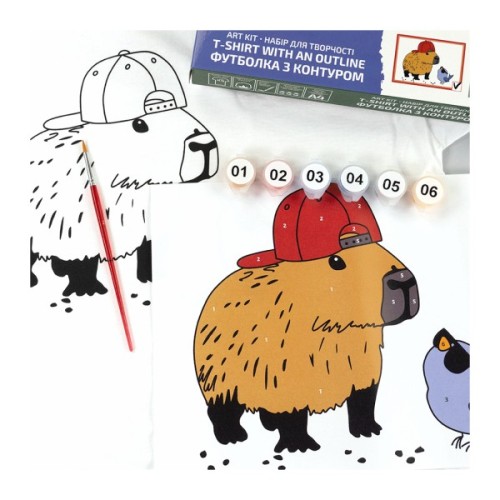 Набір для творчості Rosa футболка-розмальовка, Капібара, бавовна 100, розмір XS (4823098544869)