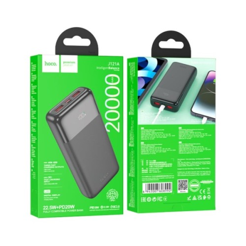 Батарея універсальна HOCO 20000mAh, PD/20W, 22.5W, Black (J121A / 42069)