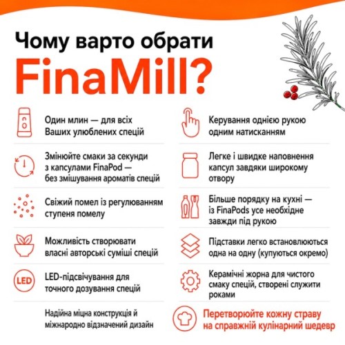 Млинок для спецій FinaMill акумуляторний 2 змінних пода сірий (GP813437-111STO)