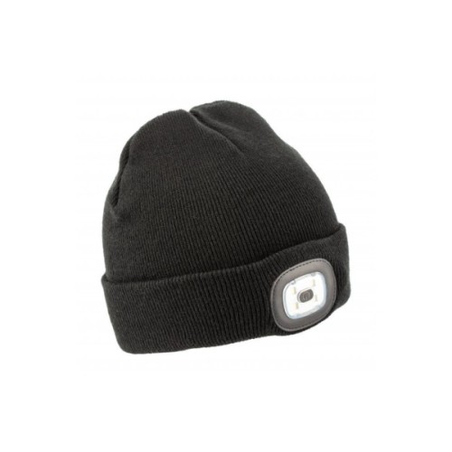 Шапка робоча Hoegert OTTO HT5K486 з світлодіодним ліхтариком 100% акрил чорна (HT5K486)