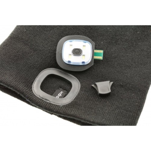 Шапка робоча Hoegert OTTO HT5K486 з світлодіодним ліхтариком 100% акрил чорна (HT5K486)