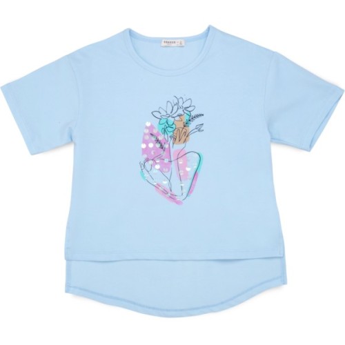 Футболка дитяча Breeze з квітами (21486-176G-blue)